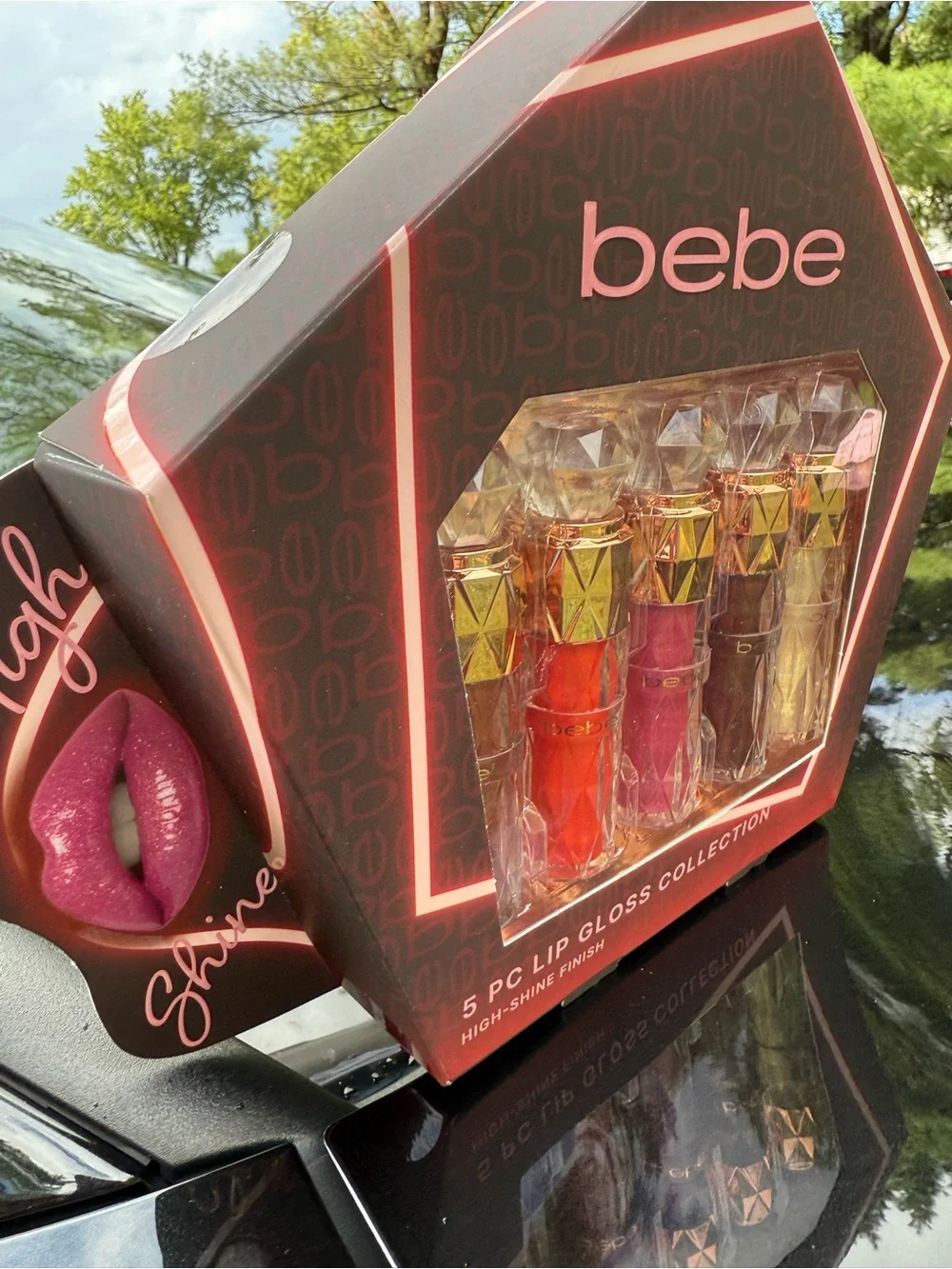 bebe 5-Piece Lip Gloss Set — Red, Pink, Burgundy, Mauve & Nude